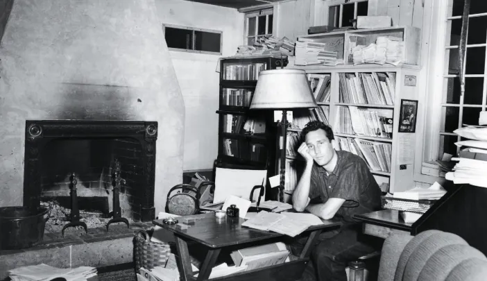 The young Laughlin in his New Directions office at his aunt&rsquo;s home in Connecticut
