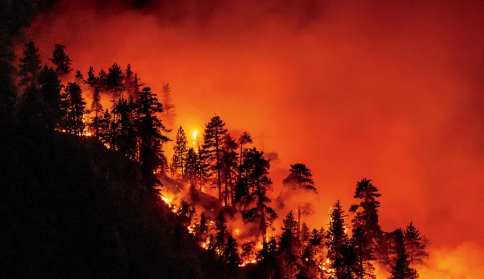 A California hillside burns