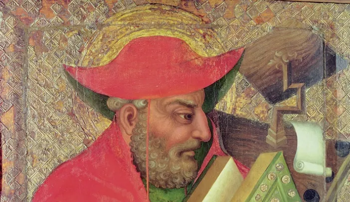 Saint Jerome—whose Latin translation <i>was</i> the European Bible for a thousand years— by Theodoricus of Prague (fl. 1359-1381)