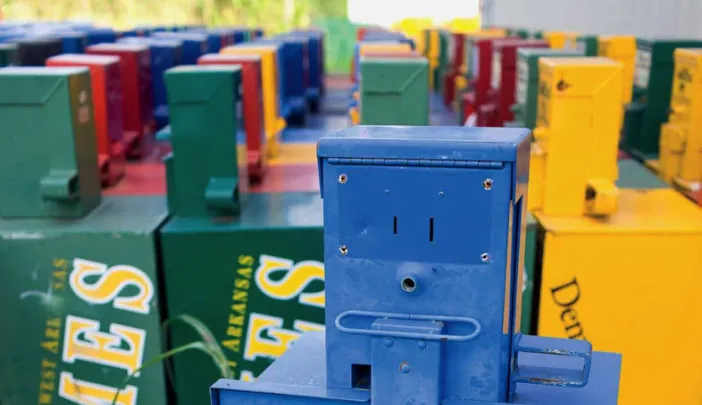 Photo of abandoned newspaper vending boxes