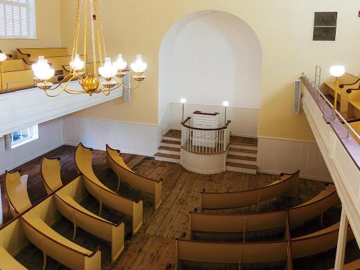 restored interior of the African Meeting House 