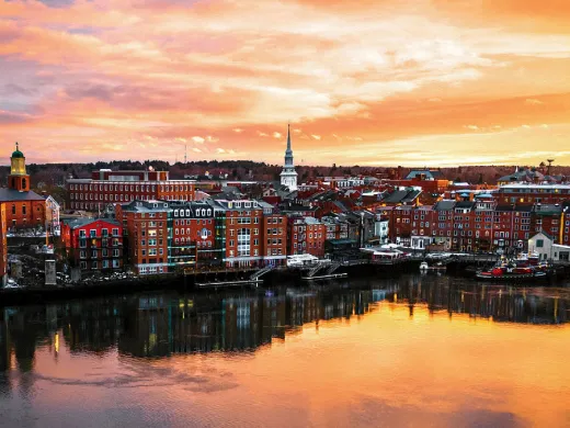 Wintry Portsmouth at sunset