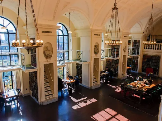 Sunlit library room at the Boston Atheneum