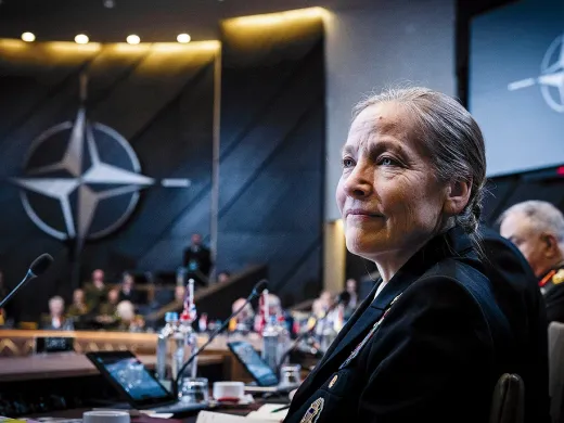 close-up of VADM Shoshana Chatfield at NATO meeting 
