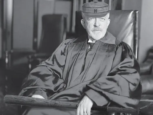 Justice Edward Sanford portrait, modified to depict him as a baseball player