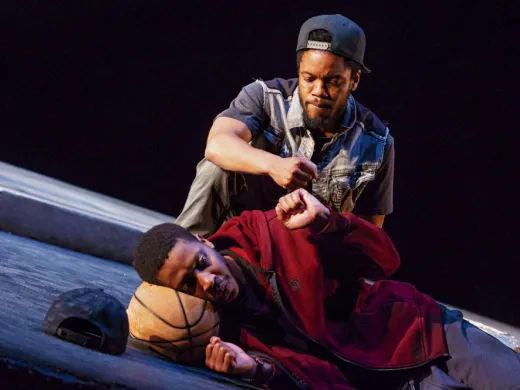 Photograph of the two actors on stage