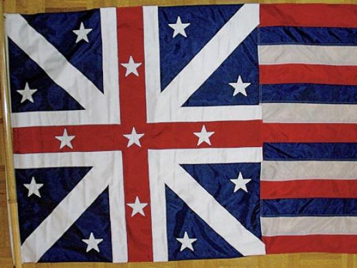 A replica of what may be the earliest known version of the American flag to include stars