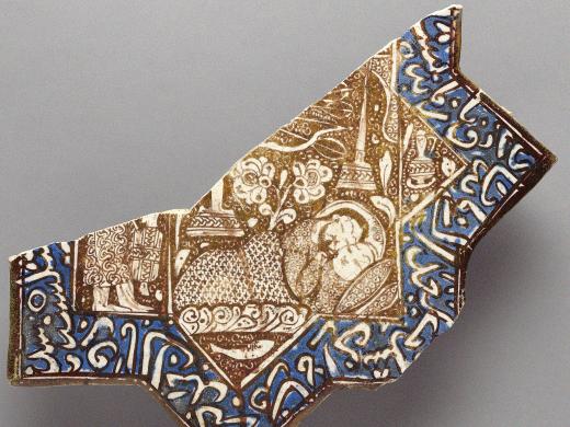 Fragment of a wall tile from Iran, dating from the thirteenth to fourteenth century