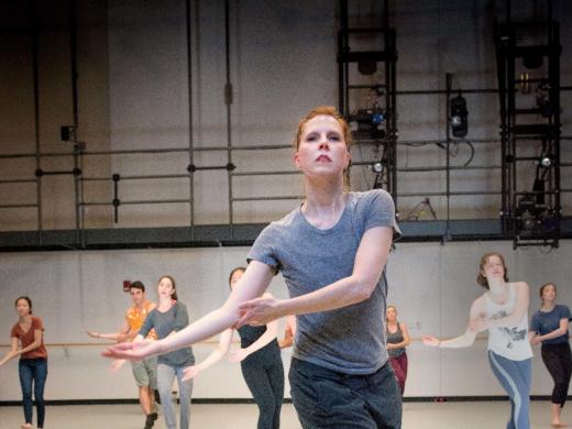 Dance director and senior lecturer Jill Johnson leading Music 12, “The Harvard Dance Project”