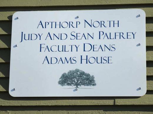 Image of sign on Adams House faculty dean residence