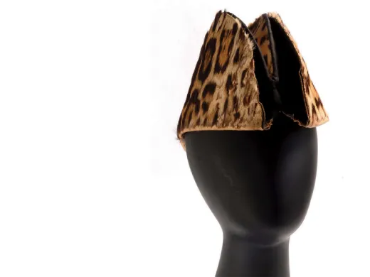a hat made of jaguar pelt