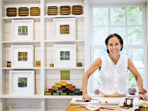 Laurie Krasny Brown in her studio on Martha&rsquo;s Vineyard 