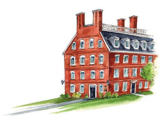 Illustration of Massachusetts Hall, Harvard president’s office