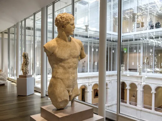 Light from the Calderwood Courtyard is ideal for the display of ancient sculpture, like this Roman work.
