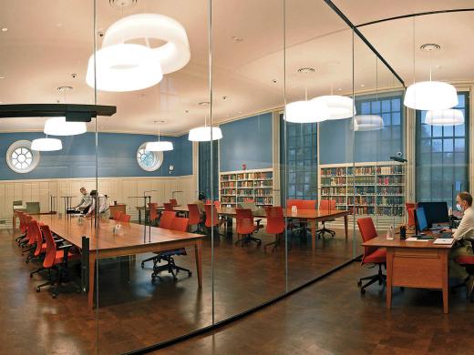 Photograph of Houghton Library’s renovated reading room