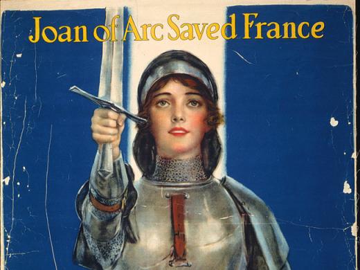 This 1918 "Joan of Arc" poster marketed  savings stamps that could ultimately be  exchanged for a war bond.