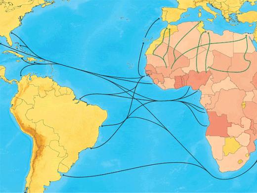 The slave trade shipped Africans to the Americas, the Middle East, and Asia; where victims ended up depended in part on which trade route their captors used. In total, the four routes ferried nearly 20 million people out of Africa.