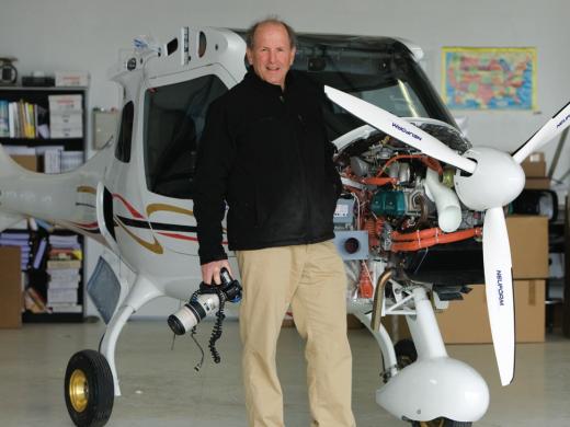 Alex MacLean with tools of his trade: a new fuel-efficient plane and his camera