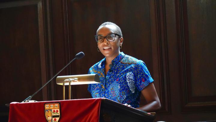 Claudine Gay at the podium