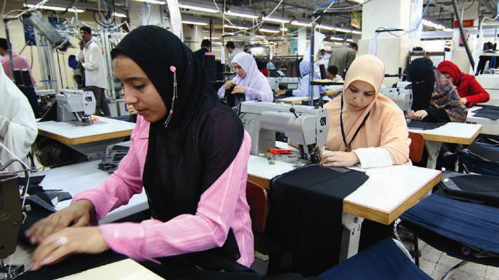 Seamstresses at work in Egypt, 2006