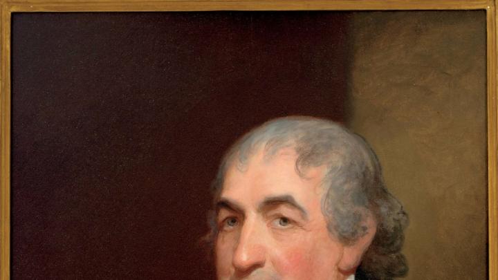 Caleb Strong portrait by Gilbert Stuart, courtesy of Frederick Strong Moseley III ’51