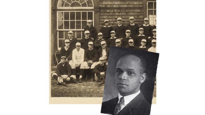 Student photograph of Earl Brown in 1920, and baseball team photo with Brown in 1924