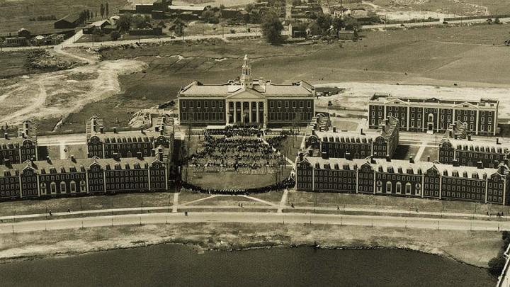 Harvard Business School campus at its unveiling in 1927