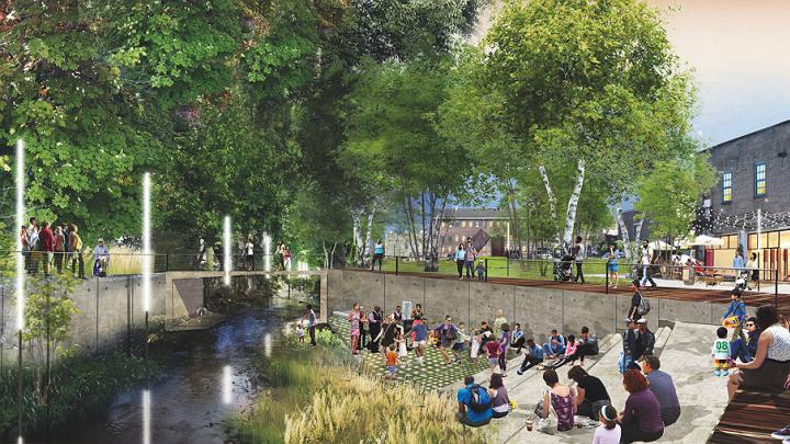 A rendering of MASS Design’s proposal to reclaim the waterfront and renew Poughkeepsie’s center