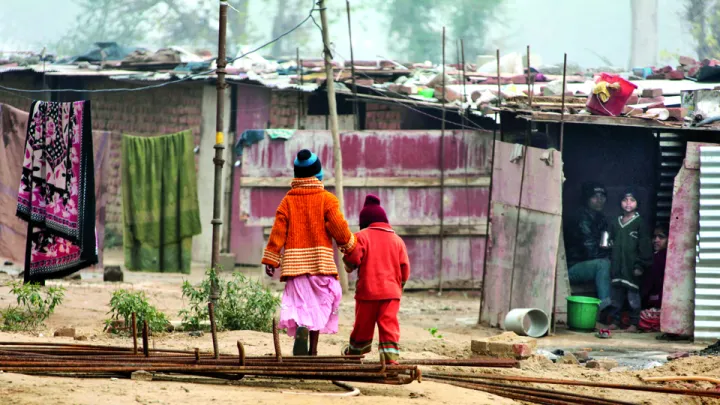 Housing for workers at a construction site in Gurgaon, near Delhi.