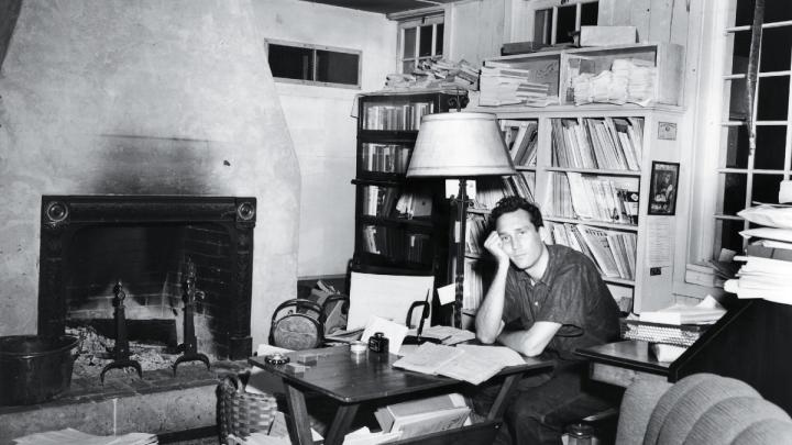 The young Laughlin in his New Directions office at his aunt&rsquo;s home in Connecticut