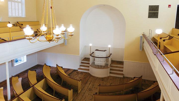 restored interior of the African Meeting House 