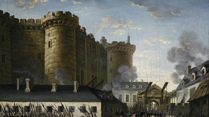 Painting, The storming of the Bastille and arrest of the Governor M. de Launay, July 14, 1789, artist unknown