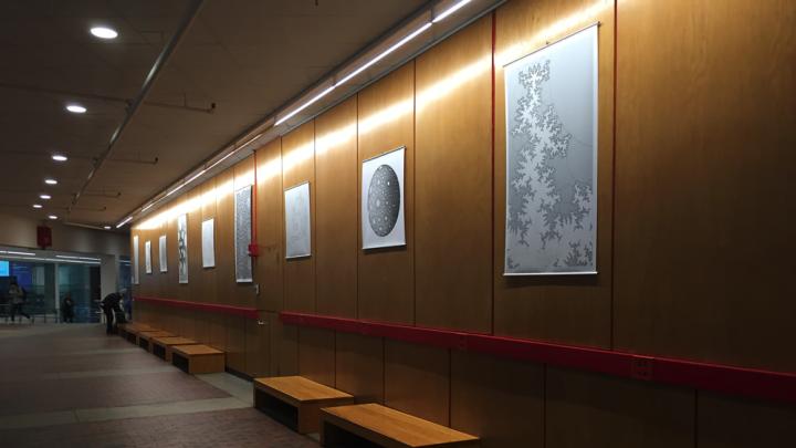 Curtis McMullen's prints hang in the Science Center lobby