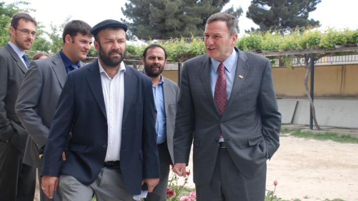 Farivar gives U.S. ambassador Karl Eickenberry a tour shortly after his arrival in Afghanistan.