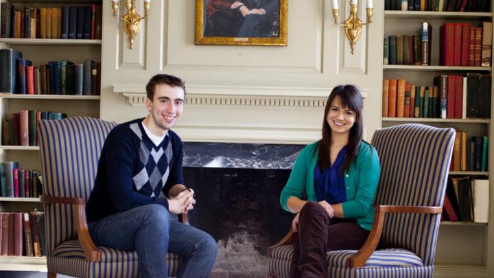 Matt Chuchul ’13 and Suzanna Bobadilla ’13 were the primary student organizers of an exhibit and panel at Pforzheimer House recalling the co-housing experiment of 1970, the first time men and women lived side by side in the Houses.
