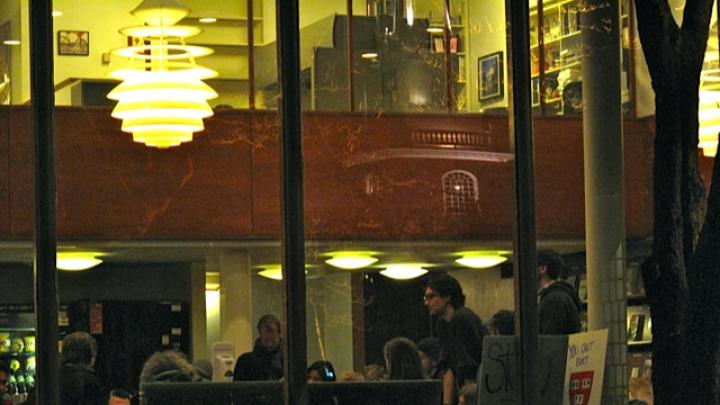 Occupiers in Lamont Library, many of them doctoral candidates, were informed that violations of Library policy would result in suspension of their library privileges.
