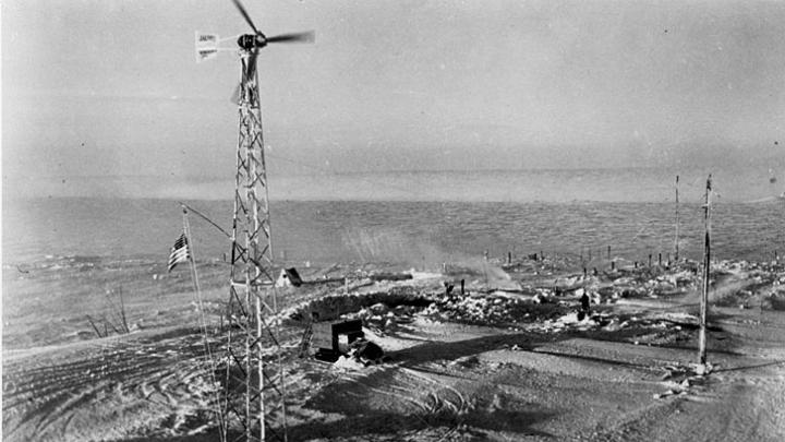 A Jacobs “wind machine” in Antarctica in 1934, imported by Admiral Richard Byrd for use in his base camp