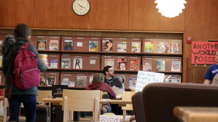 The protesters vowed to remain in Lamont Café until Friday, February 17.