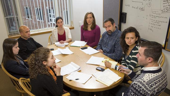 Western and his team of researchers meet regularly to discuss their work. Clockwise from bottom left are Catherine Sirois &rsquo;10, Caroline Burke &rsquo;13, Western, Jaclyn Davis, Tracy Shollenberger, A.M. &rsquo;11, Anthony Braga, M.P.A. &rsquo;02, Jessica Simes, and David Hureau, M.P.P. &rsquo;06.