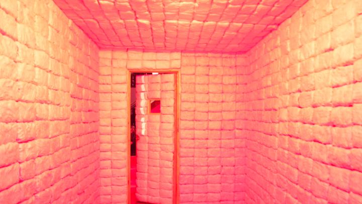 <i>Padded Cell</i> (2010) is lined with pink cotton candy.