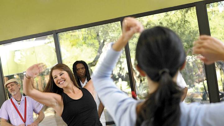 Boogie down at a dance fitness class at Canyon Ranch.