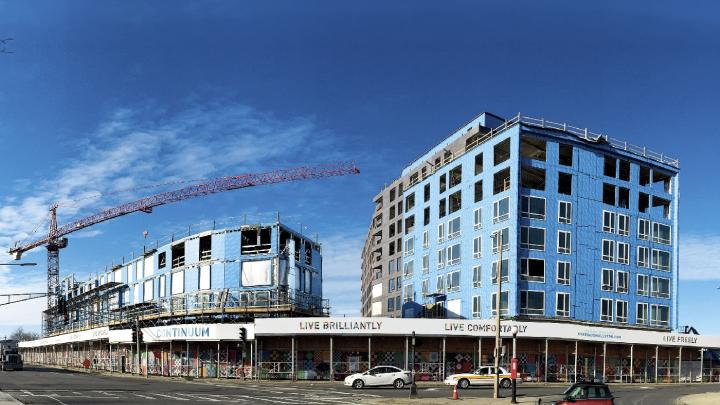 The Continuum residential and retail project at Barry&rsquo;s Corner (see photo position A on map)