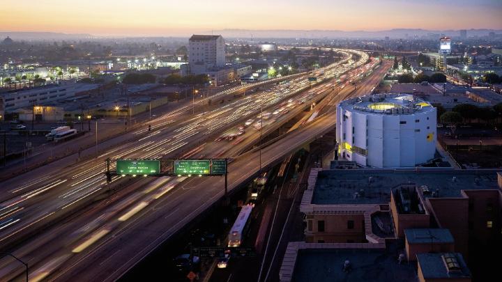 Michael Maltzan Architecture&rsquo;s New Carver Apartments stands out against the busy Santa Monica Freeway.