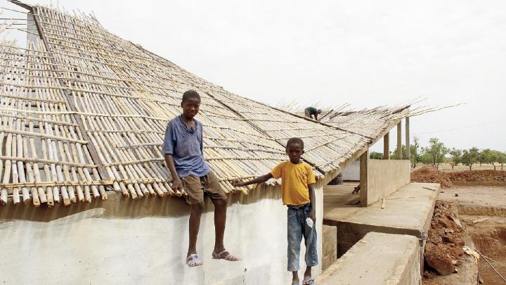 The Sinthian Cultural Center's undulating roof, under construction