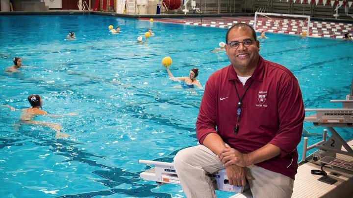 Ted Minnis is Harvard’s winningest water polo coach—his path to Blodgett Pool included a few detours and sharp turns.
