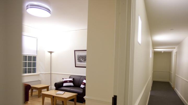 Photograph by Rose Lincoln/Harvard News Office Hallway and common room