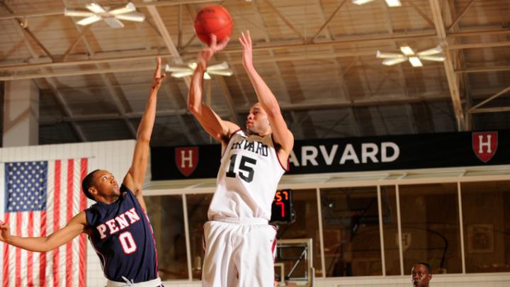 Co-captain Christian Webster, the team's only senior, shoots.