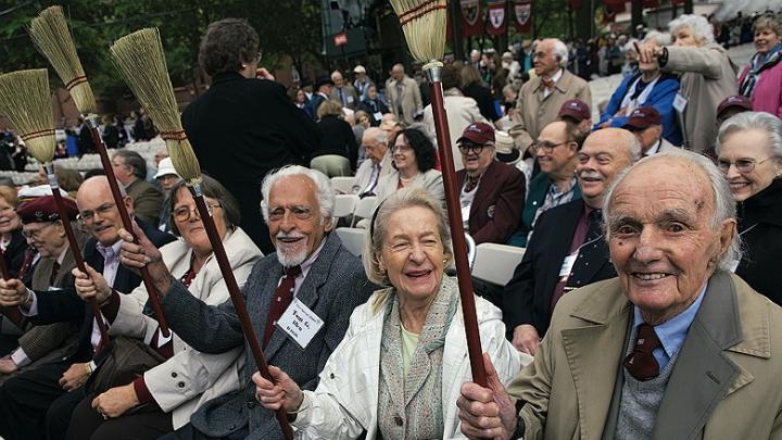 Last June, members of the College class of 1936 waved brooms to honor J.K. Rowling.