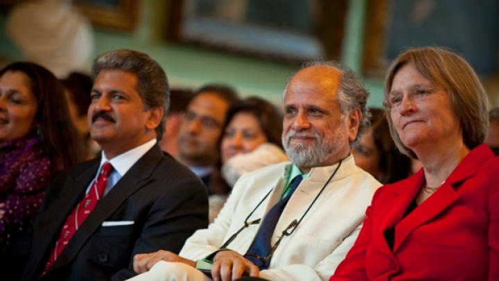 From left to right: Anand Mahindra, Homi Bhabha, and Drew Faust