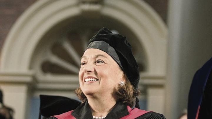 O’Neill radiates joy on the dais during the 2008 Commencement.